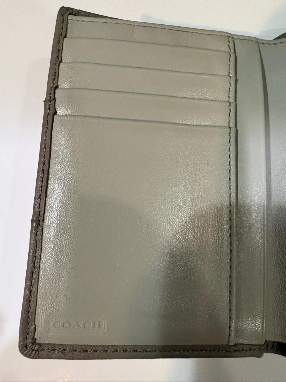 Vintage Coach Gray/Taupe Leather Kristin Wallet with Silver-Tone Hardware